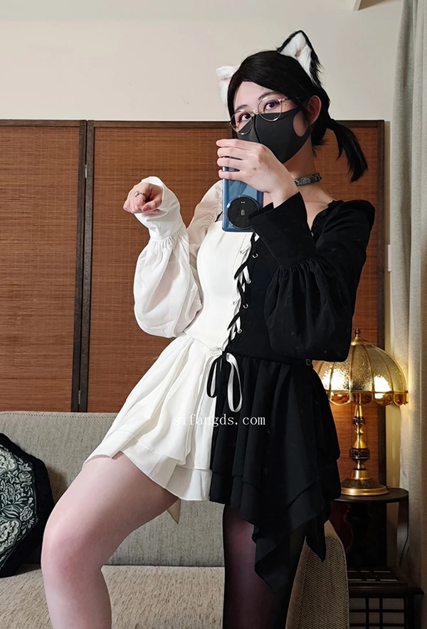 反差福利姬@Naimi奶咪 可爱猫咪小姐姐黑白配